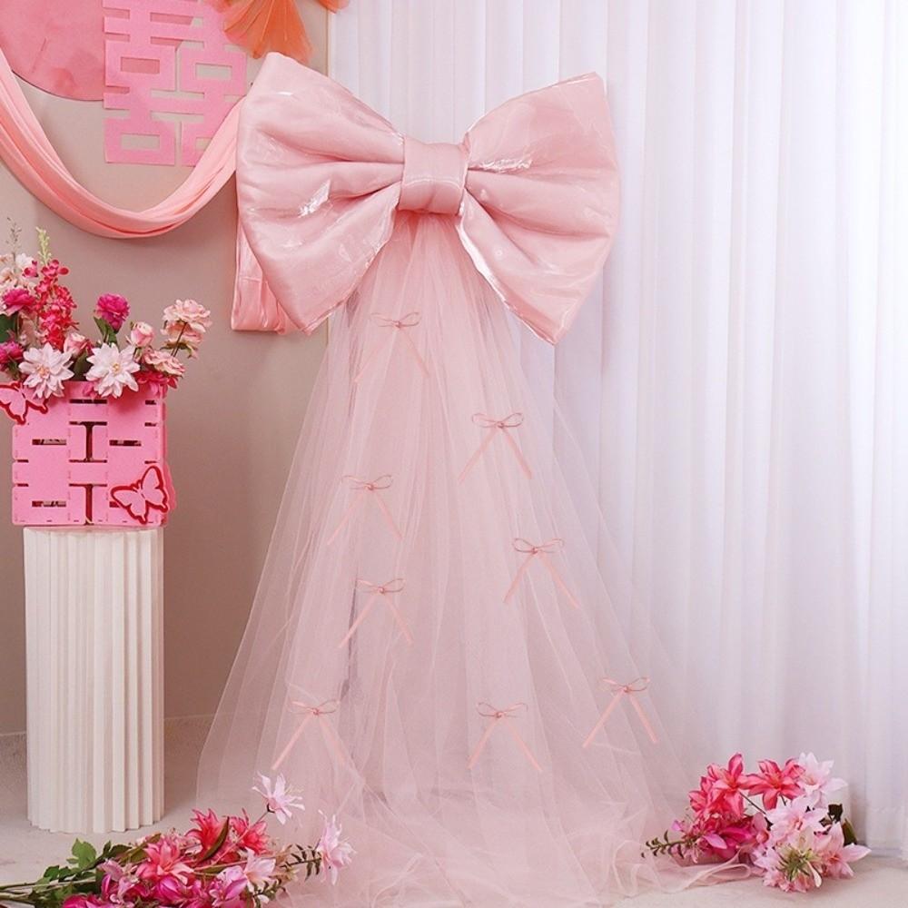 Bow 50x38cm Giant Bow Wall Backdrop Pink Iridescent Wine Red B Ribbon Wall Decoration Large Velvet Champagne Color