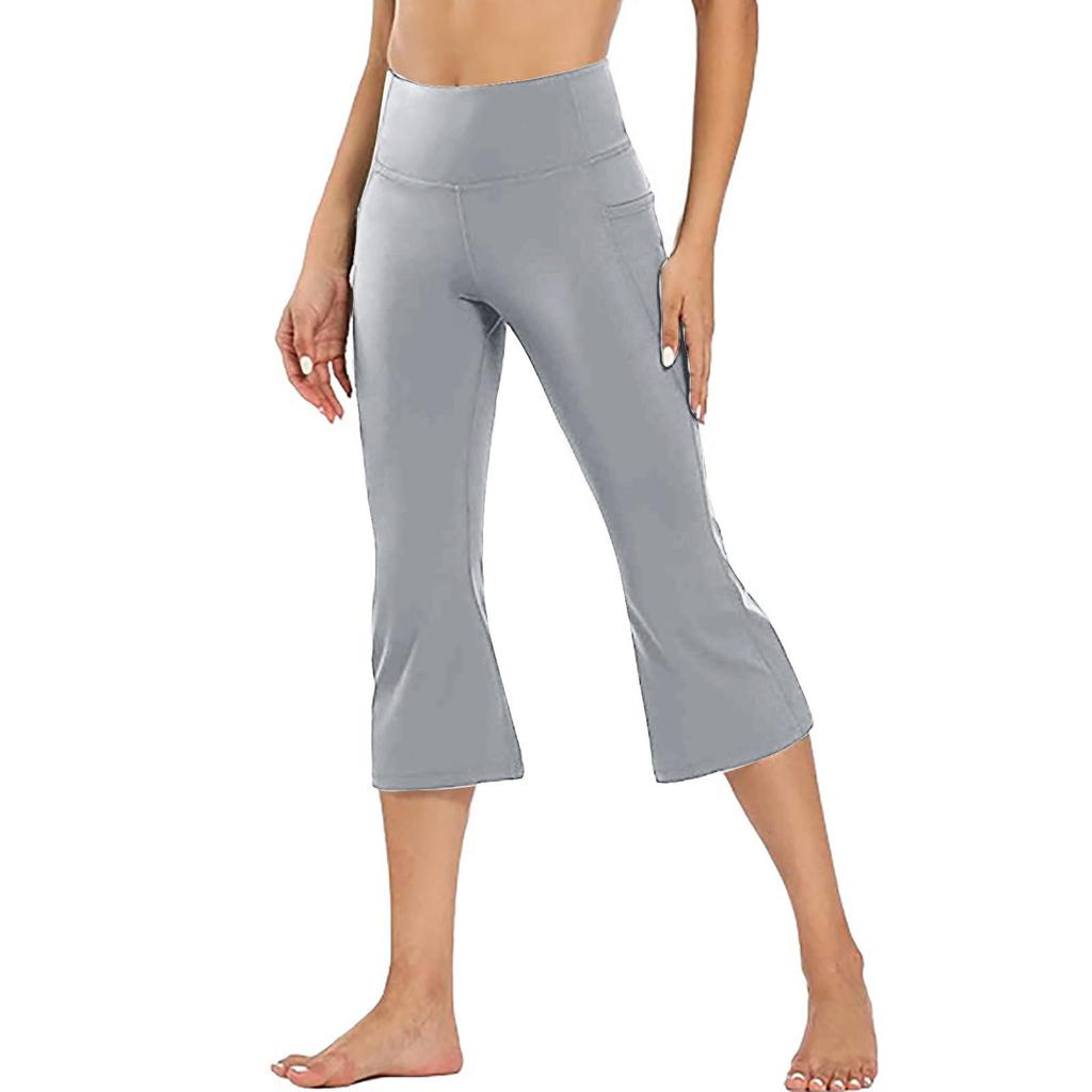 Women's Fashionable Yoga Pants With Pockets: Casual Flared Cropped Pants