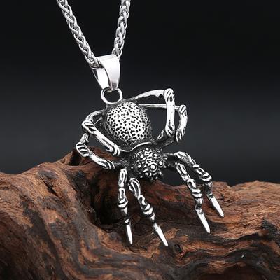 New Gothic 316L Stainless Steel Spider Pendant Necklace For Men  Unique Punk Animal Necklaces Biker Jewelry Dropshipping