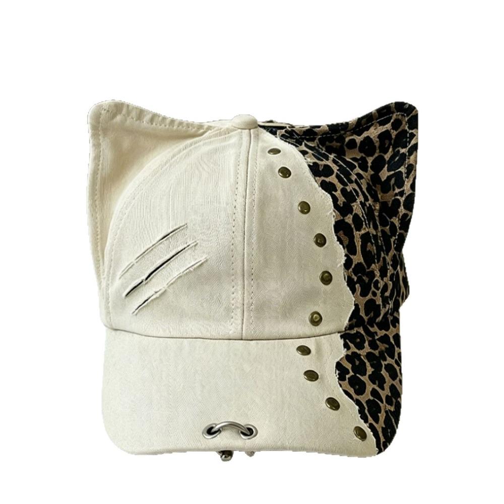 Leopard Print Baseball Cap Visor Rivet Detail Baseball Hat Sweet Visor Cap Summer Use
