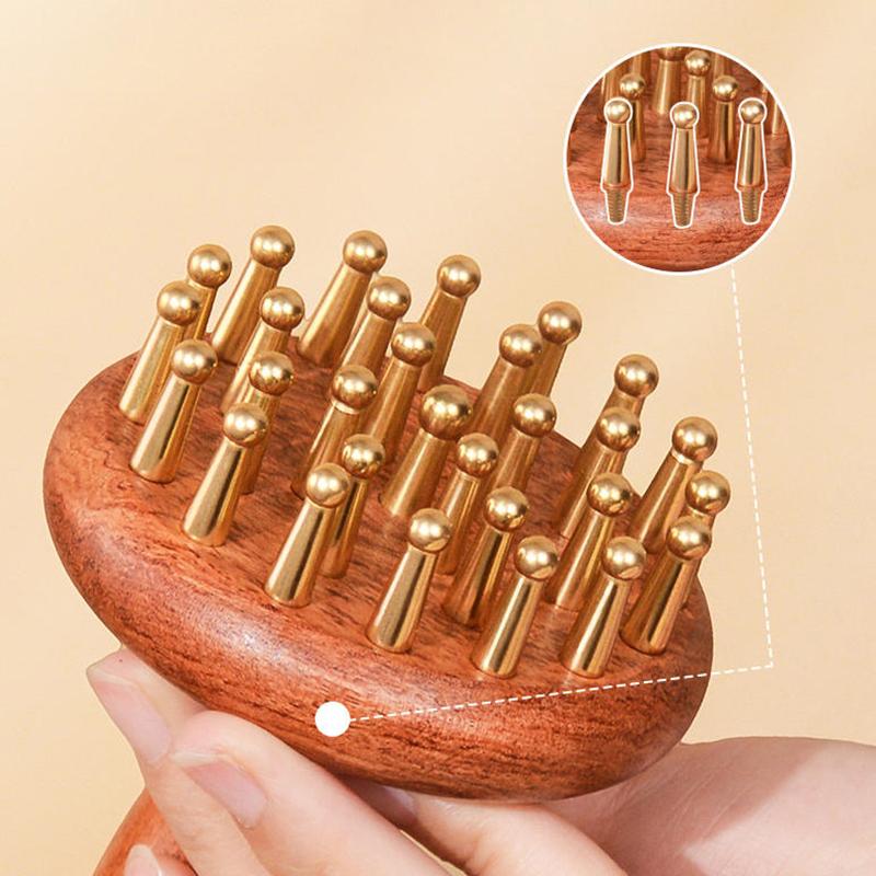 29-Tooth Solid Brass Meridian Brush Craftsmanship Wooden Handle Massager Brush Multipurpose Beauty & Body Shaping Massage Tool