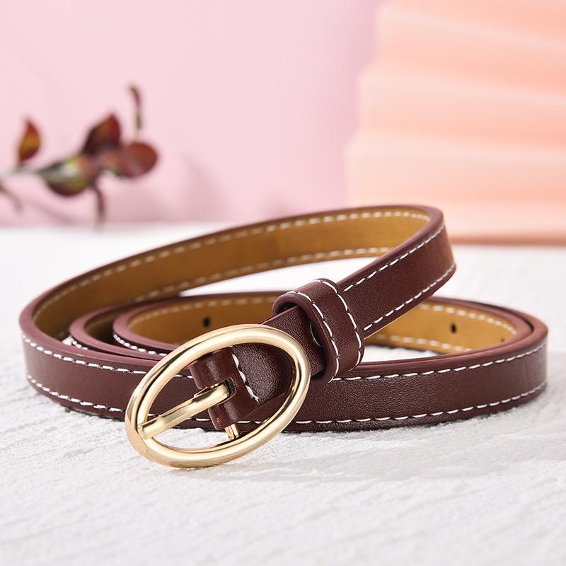 Thin Belt Women'S Design Sense Decorative Oval Pin Buckle Retro Thin Jeans Small Belt