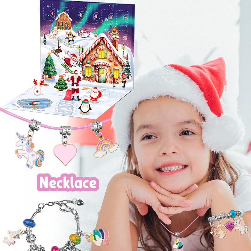 24 Grids Christmas Advent Calendar Gift Box With Diy Unicorn Bracelet Beads Making Kit Countdown Calendar For Girls Holiday Part