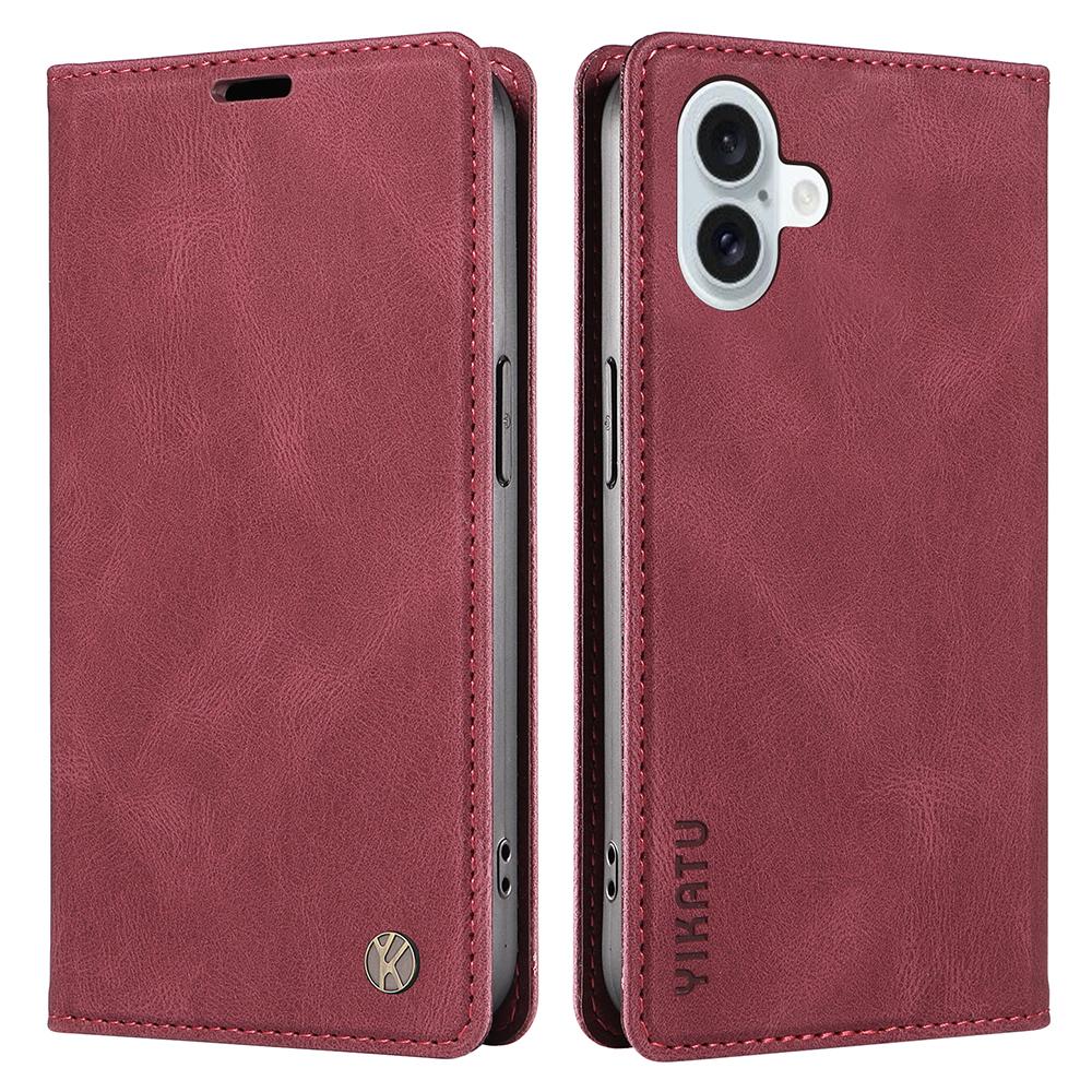 

YIKATU YK-004 For iPhone 16 Plus Leather Cover Skin-Touch Wallet Phone Cases G