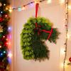 Holiday Horse Decoration Rustic Horse Head Wreath with Ribbon Hand-woven Artificial Branch Equestrian Door Decor Christmas Front