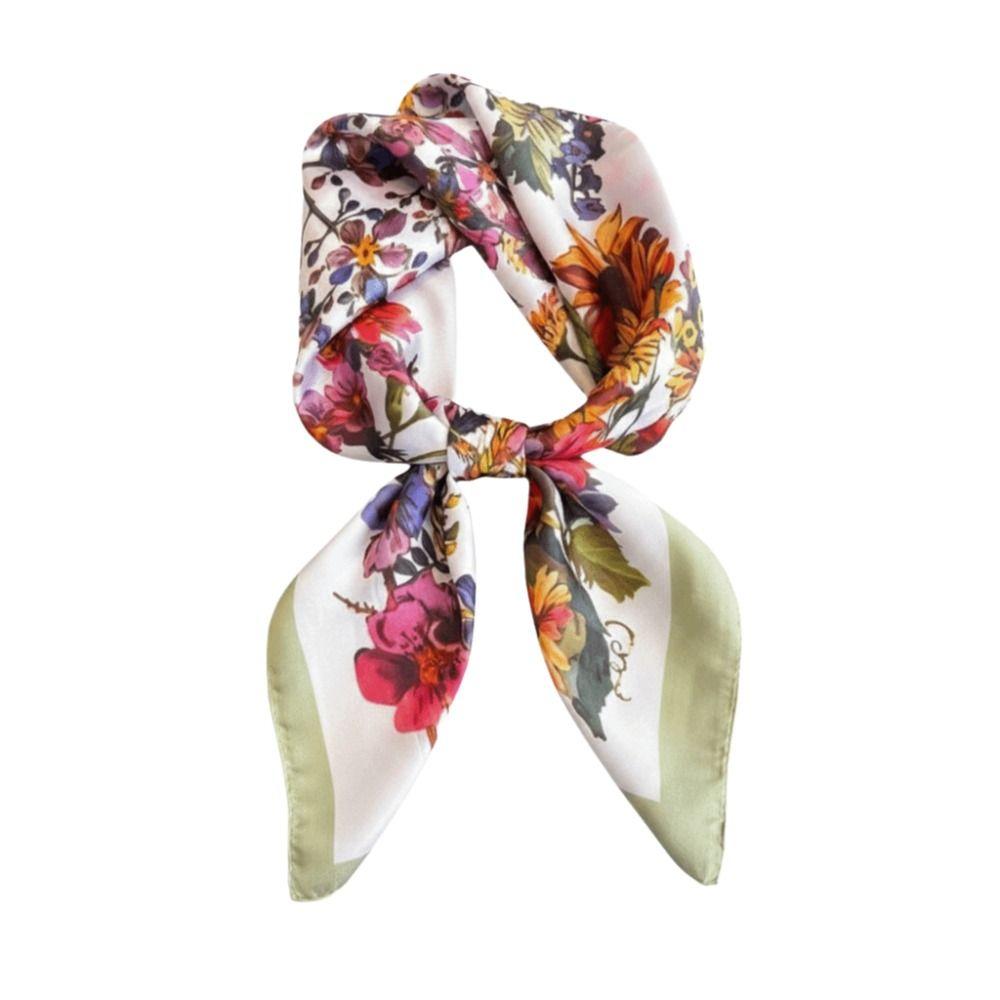 Square Shape Floral Print Scarf Silk Material Hijab Scarf Silk Square Scarf Fashion Decorate