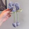 Women Tulip Flower Tassel Hair Ties Cute Temperament Lace Stretchy Hair Rope Ponytail Holders Sweet Hair Accessories