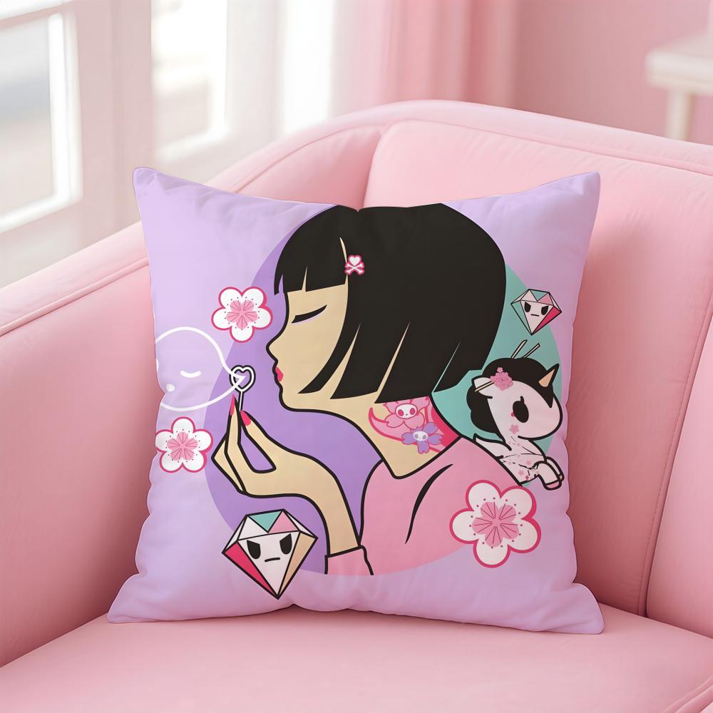 T-Tokidoki Cushion Cover Home & Car Multi-Scene Pillow Cover - Reversible, Soft & Durable for Daily Use