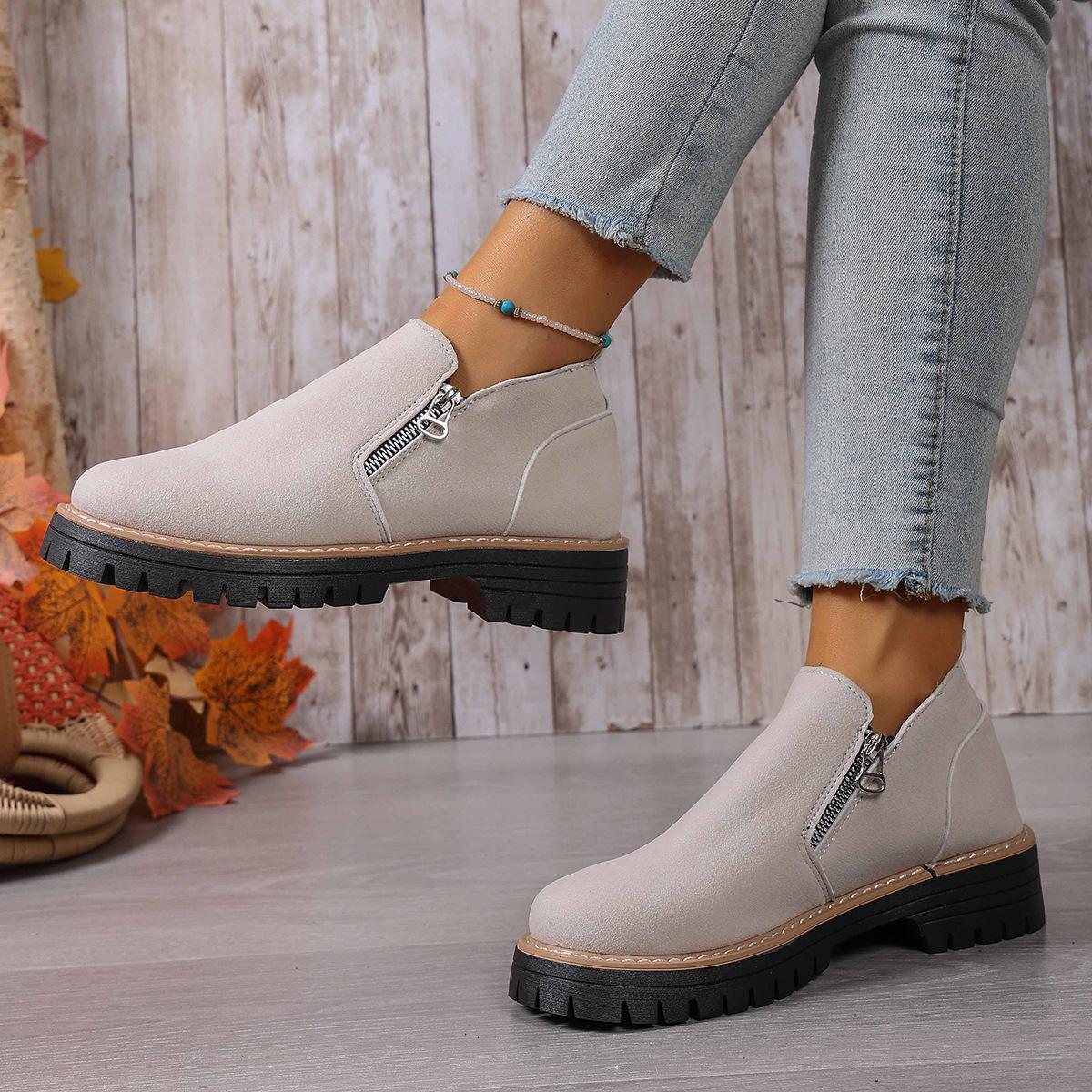 

Women s Plus Size Autumn and Winter Beautiful and Versatile Block Heel Suede Side Zipper Fashion Boots 43
