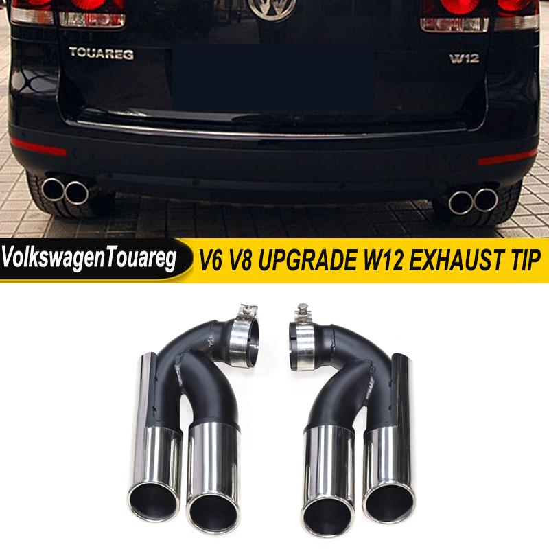 

Quad Exhaust Tip For Volkswagen Touareg V6 V8 Upgrade W12 Stainless Steel Exhaust System Car Exhaust Pipe Muffler Tip Tailpipe