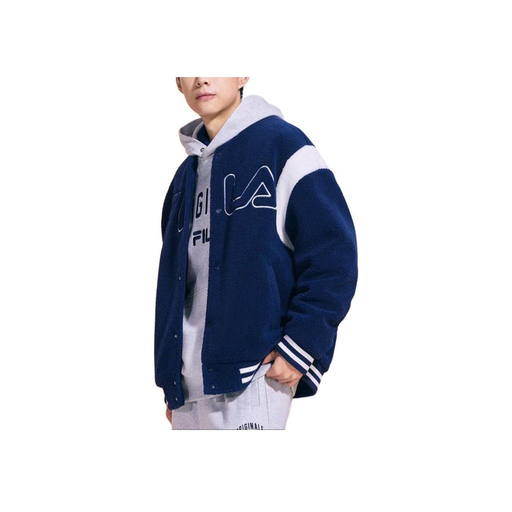 New FILA Baseball Jacket Outerwear Men's Dark Silent Blue F11M349502F-DB