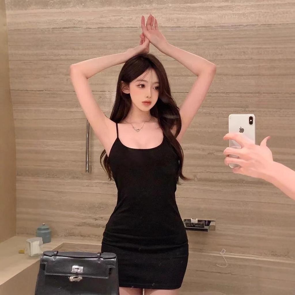 2026 new gray sexy suspender dress women's summer spice sleeveless tight backless hip-wrapped short skirt