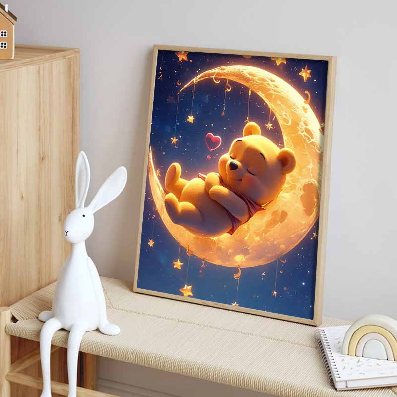 Disney Diamond Painting Winnie The Pooh Sleeping Under The Moonlight Wall Hanging Embroidery Full Diamond Cross Stitch DIY Gift Home Decor