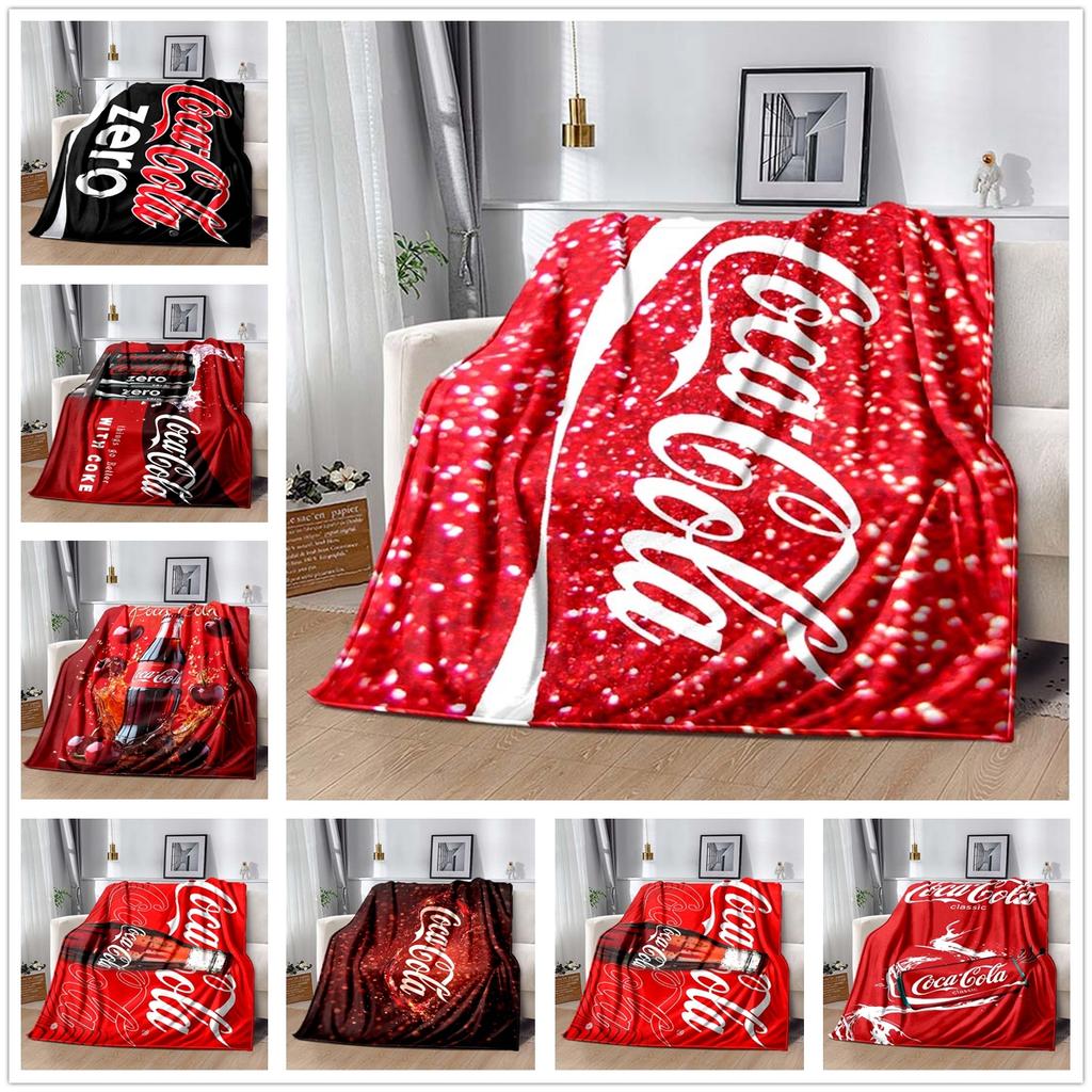 Coca-Cola Logo Flannel Blanket, Soft Throw Blanket for Bedroom