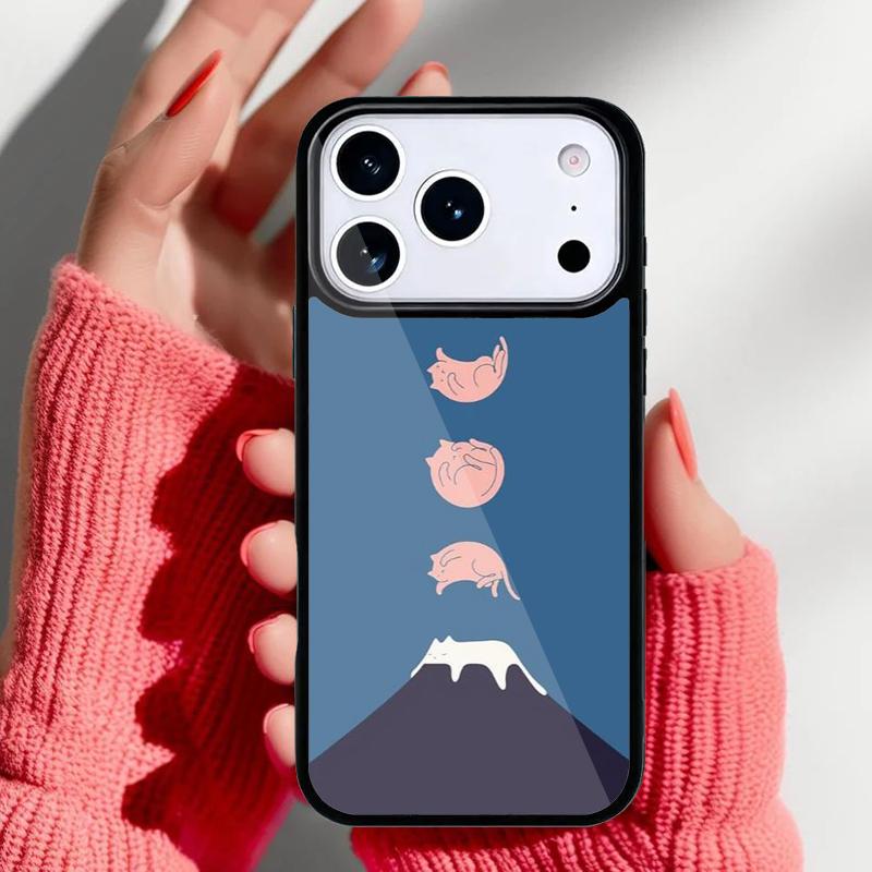 Cat Mount Fuji Japan Wave Landscape Phone Case for iPhone 17 16 15 14 13 Pro Max Back Cover for 12 11 Pro Coque
