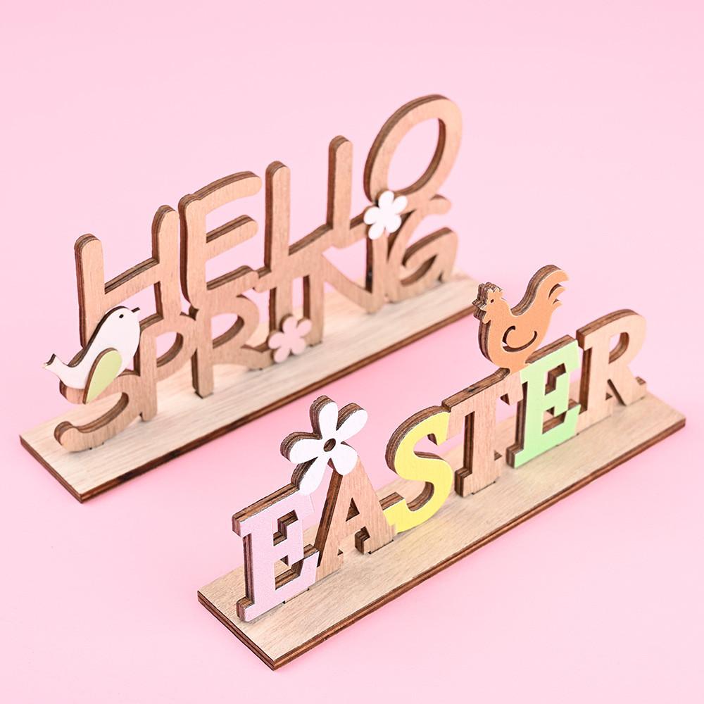 Wooden Charming Letter Figurines For Easter Holiday Decor And Atmosphere Festive