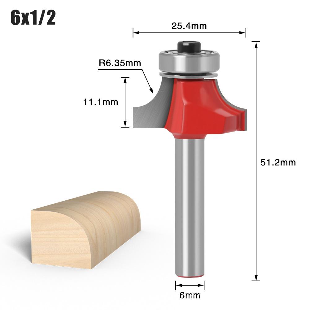 Woodworking Bearing Round Corner Cutter Trimming Machine Cutter Head Chamfering Slotting Engraving Woodworking Cutter Gong Cutter 1/4 Handle 6 Handle