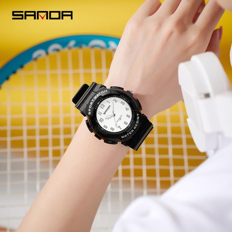 Sanda Unisex Student Sport Watch: Fashionable, Academy Style, Large Dial, Luminous, Waterproof Quartz Watch.