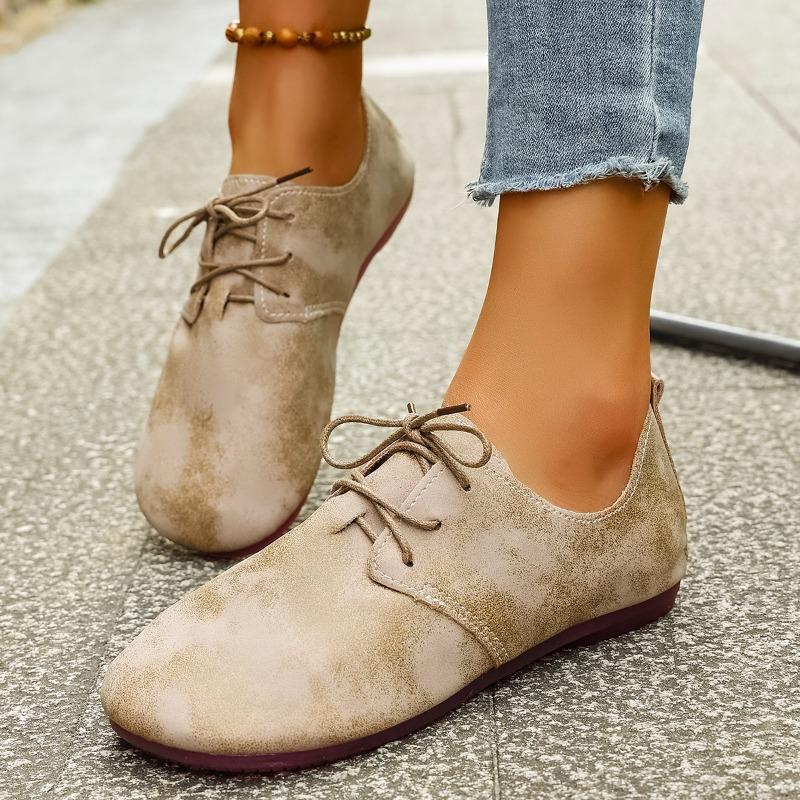 Women's Shoes 2025 Autumn New Fashion Casual Soft Walking Shoes Trend Retro Women's Lace-up Flat Shoes Zapatillas De Deporte