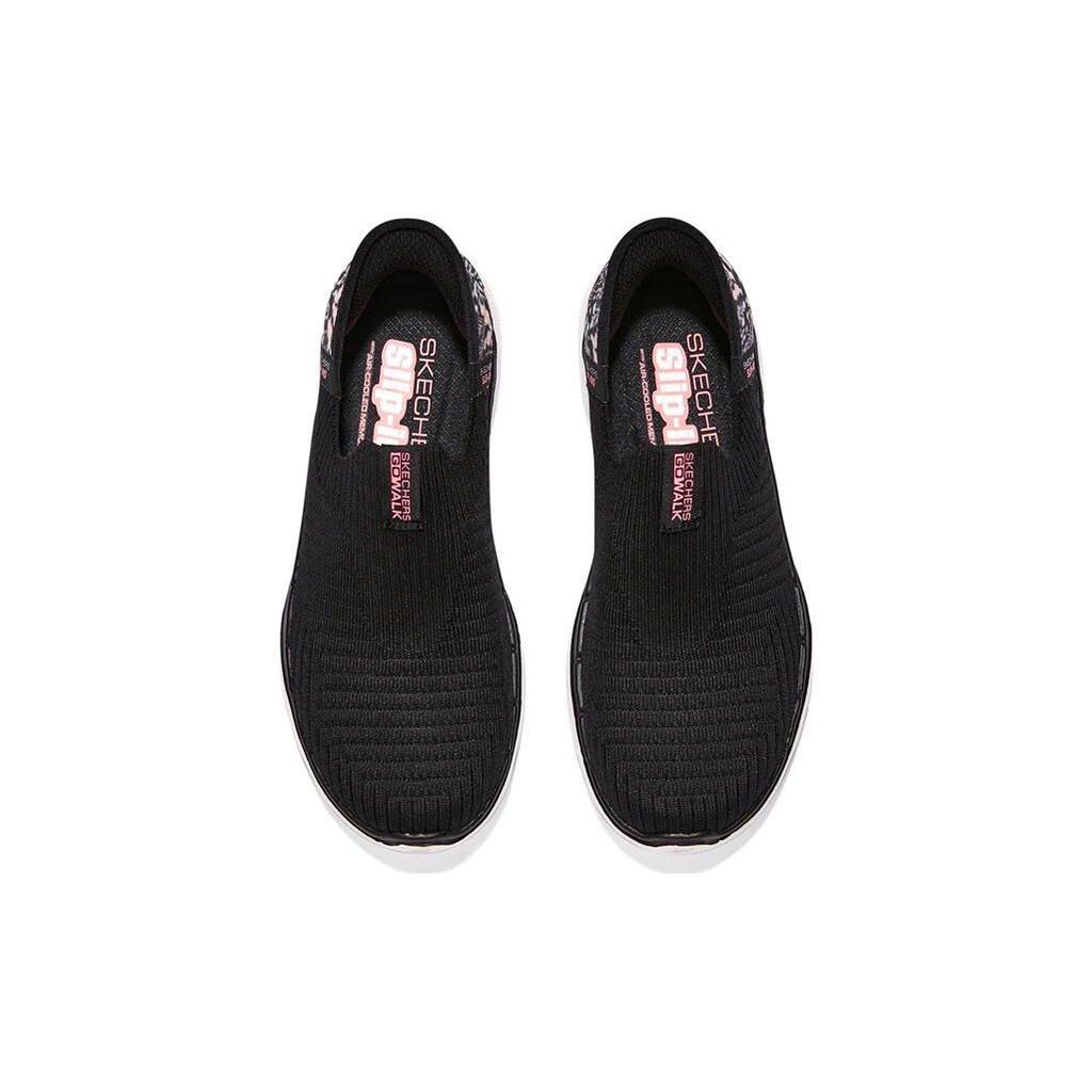 Skechers Go Walk 6 Slip-Ins Flash Technology Fabric Sport Minimalist Low-Top Lifestyle Casual Shoes Women Sneakers Black Pink 124626-BKPK