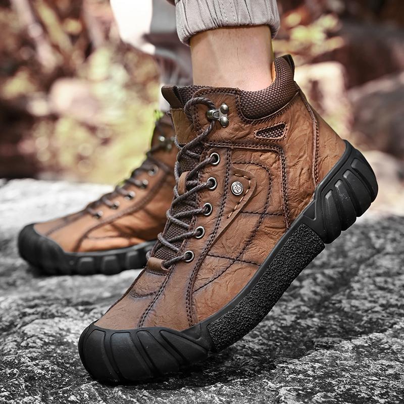 Herren High-Top Echtleder Outdoor Wanderschuhe Freizeitschuhe