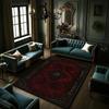 Dark Red Vintage Floral Black Border Large Felt Area Rug Non Slip Gothic Retro Living Room Floor Carpet