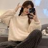 Autumn and Winter Women's Velvet Thick Pajama Set  Long Sleeve Plus Velvet Home Suit Set