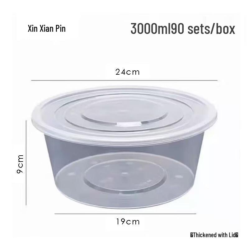 Disposable Round Transparent Plastic Takeout Containers with Lids