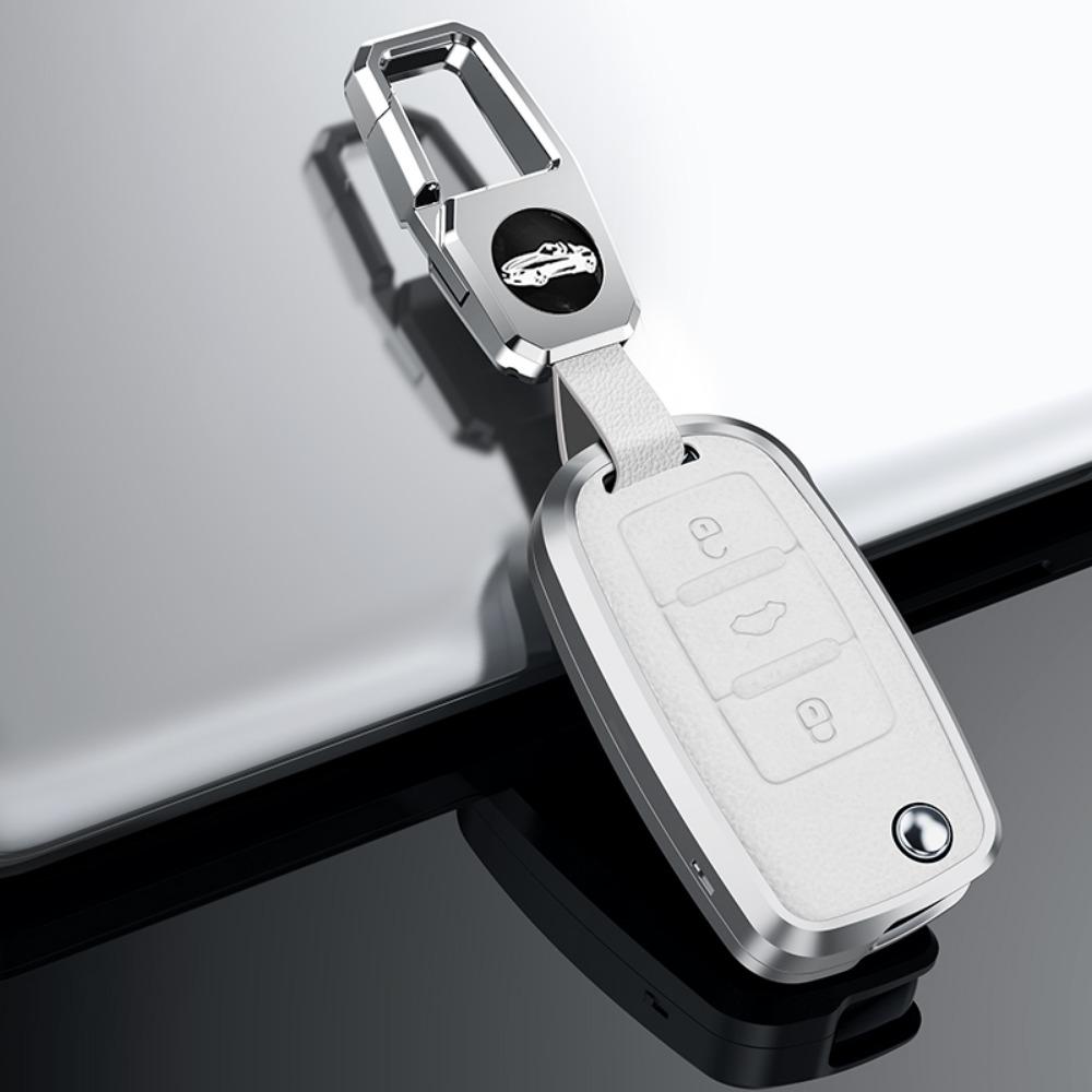 Alloy Leather Car Key Case Full Cover For Vw Volkswagen Polo Golf Passat Beetle Caddy T5 Up Eos Tiguan Skoda A5 Seat Leon Altea
