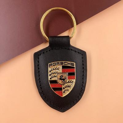 Emblemă Scut Piele Breloc Mașină Metalic Breloc de Lux Pentru Porsche Cayenne Panamera Macan 911 718 Taycan Boxster Cayman 918