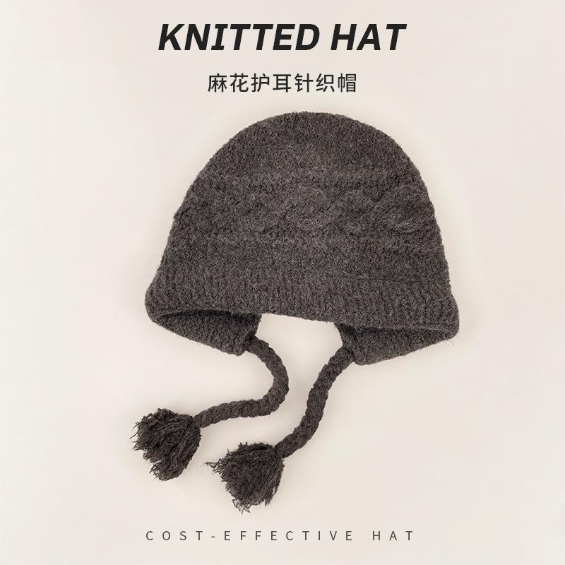Vintage Fair Island Hat Women'S Windproof And Cold-Proof Wool Hat Warm Ear Protector Lei Feng Hat Show Face Small Knitted Hat