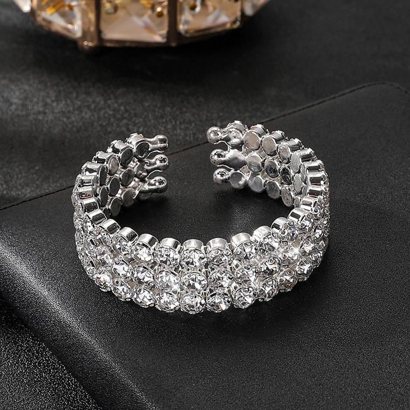 AB Rhinestone Open Bracelet Bridal Versatile Diamond Full Diamond Elastic Bracelet Jewelry