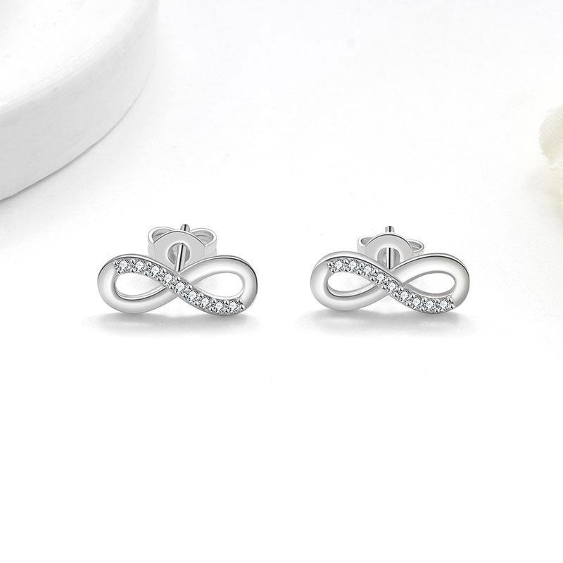 Elegant Cubic Zirconia Figure 8 Necklace Earrings And Bracelet Set Minimalist Clavicle Chain Jewelry Gift For Women