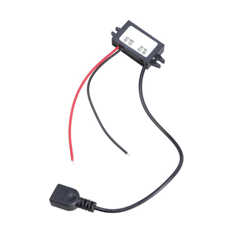 DC12V 24V Steps Down To 5V 3A USB Power Converter USB Car Charger Compatible for Electronics Charging Needs 13cm Input