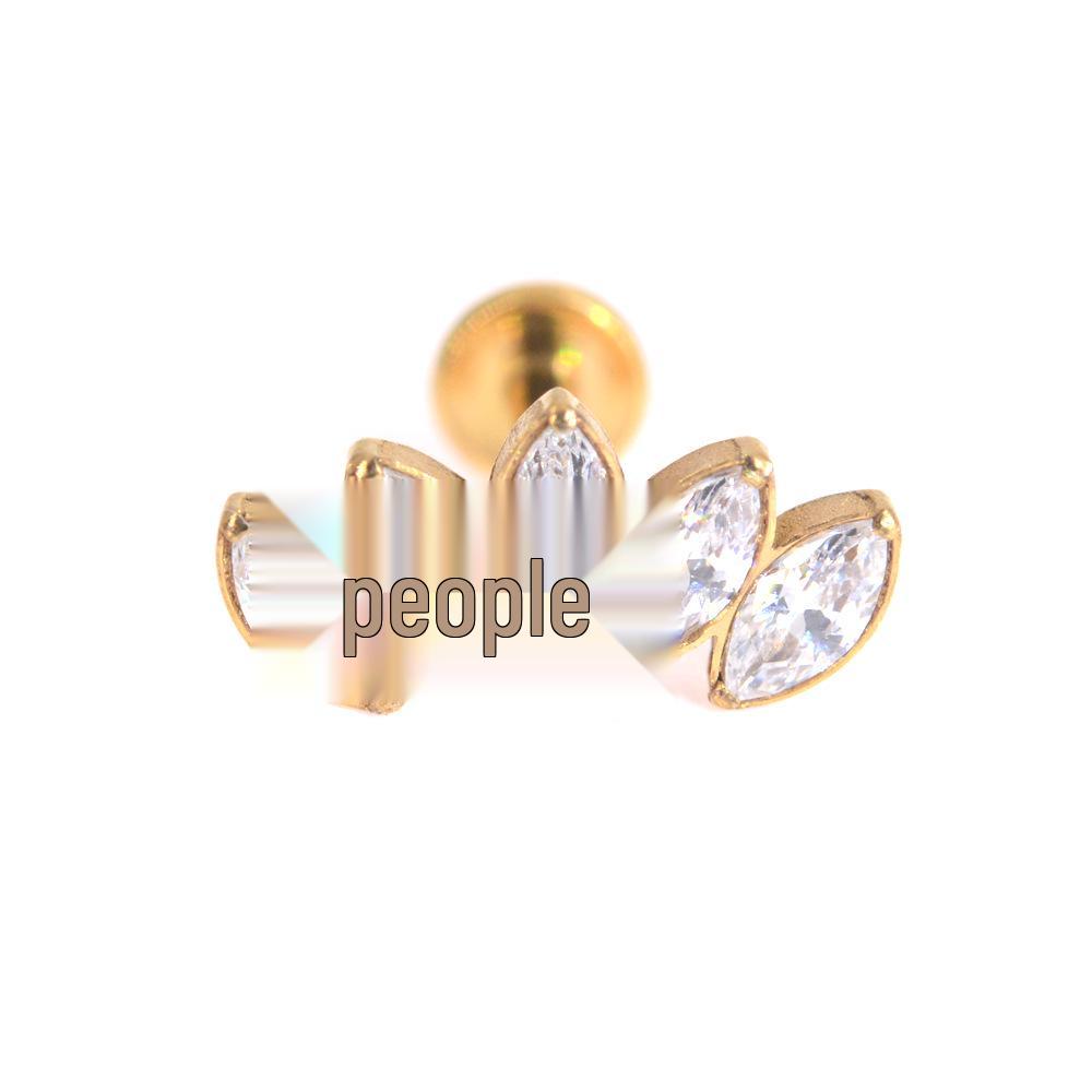 6/8mm G23 Titanium Crown Diamond Lip Stud Ring for Medusa Piercing, 16G