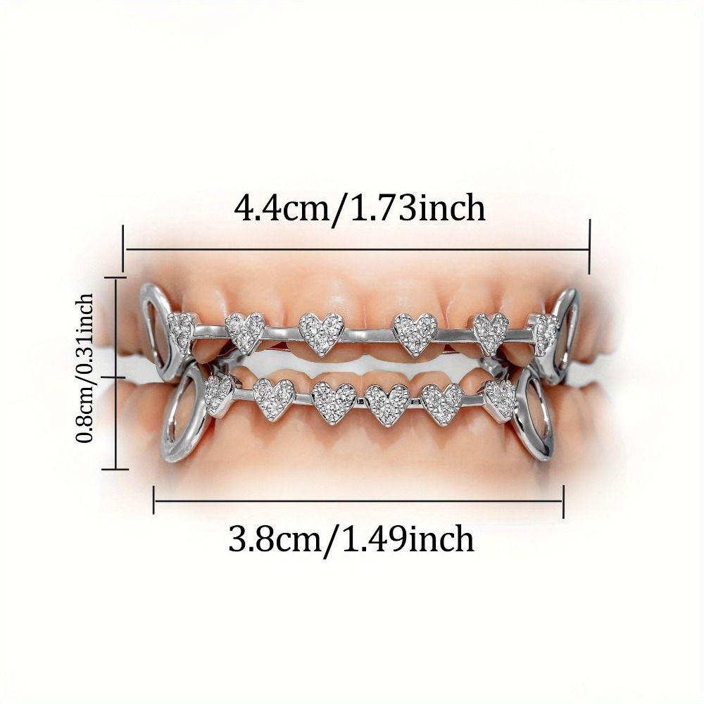 Double Glossy Charm Teeth Grillz Hip Hop Tooth Caps Gift Love Drill Braces  Dental Crown