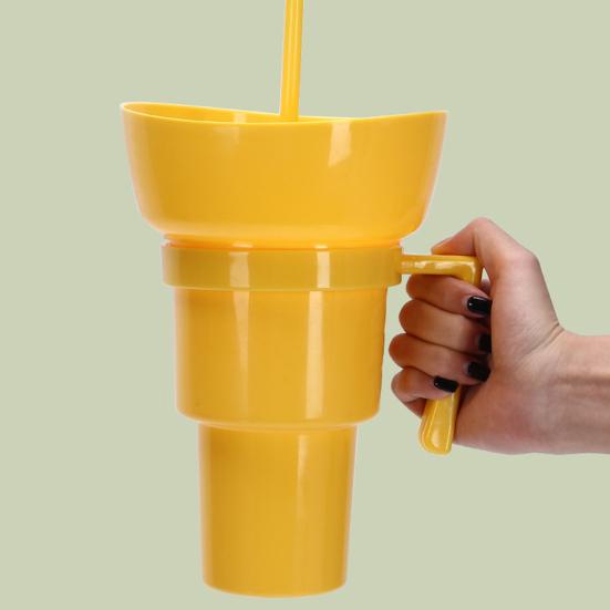 Snack And Drink Cup Reusable Popcorn Holder with Straw Leak-proof