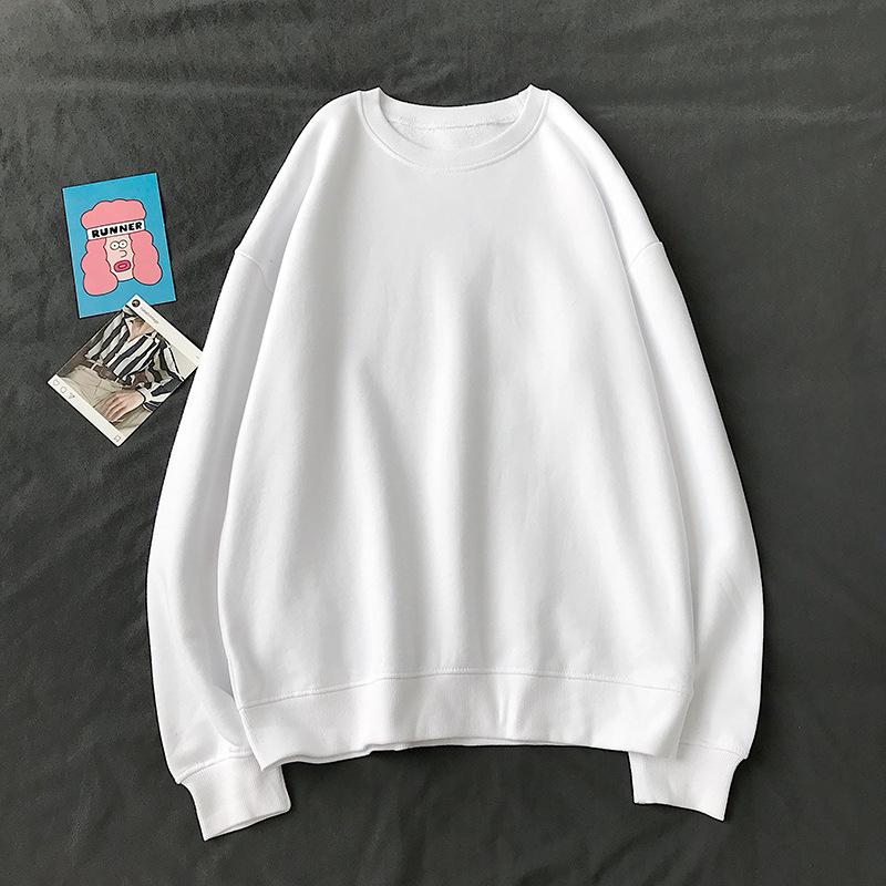 Unisex Crewneck Sweatshirt - Loose Fit for Spring and Autumn, Solid Color, Long Sleeve, Trendy and Versatile.