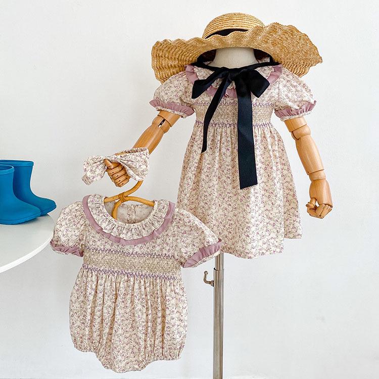 New Summer Korean Style Floral Baby Romper - Lace Princess Dress for Girls