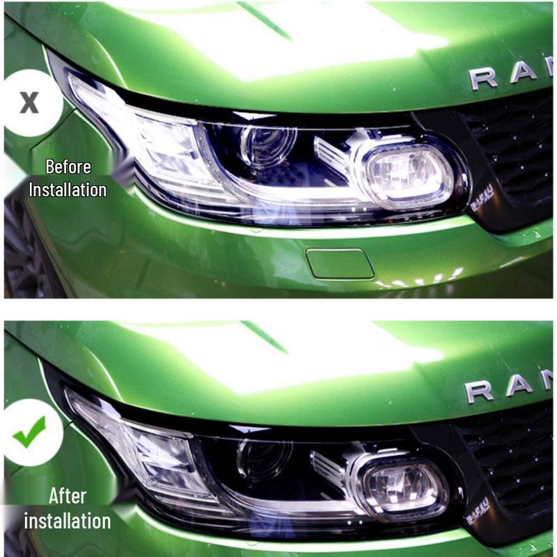 Compatible with 25 Land Rover Range Rover Models: Blacked-out TPU Headlight/Taillight Film with Light-controlled Color Changing.