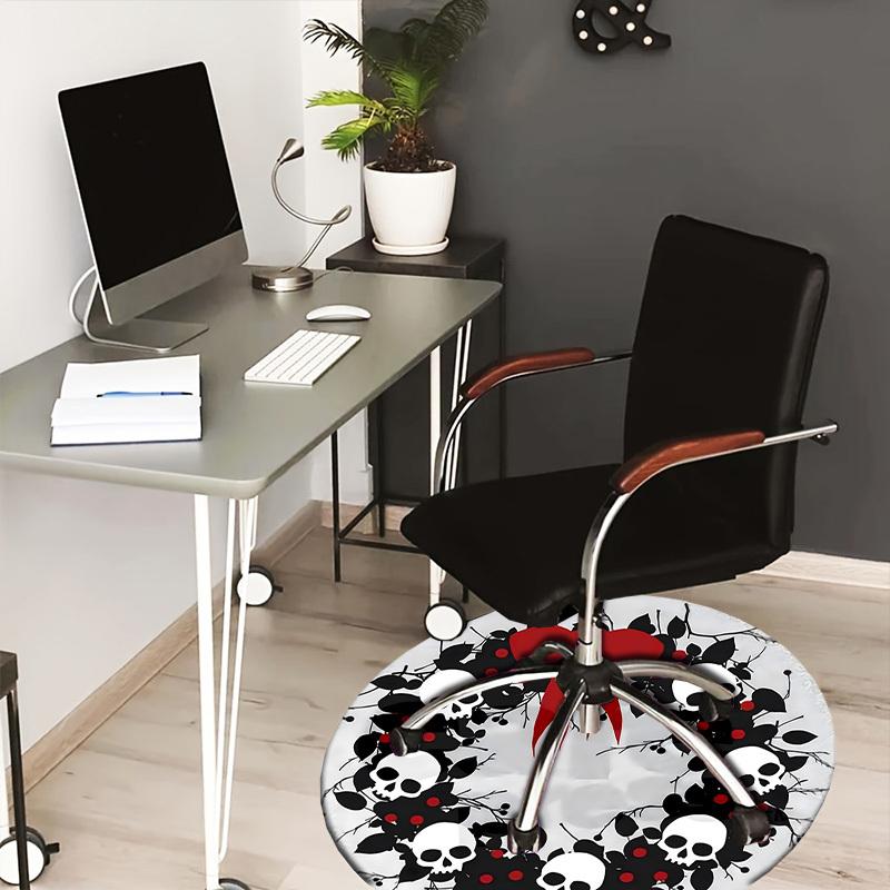 

1pc Office Carpet Chair Mats Skull Wreath with Red Bow Perfect for Decorating Office Chairs, Living Rooms, Or Bedrooms.YDT067 80cm by 80cm