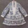Autumn 2023 Embroidered U-Neck Lace Lantern Sleeve Dress for Women