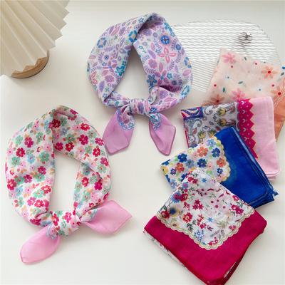 Pañuelo cuadrado pequeño de algodón y lino, de seda, para mujer, primavera y otoño, estilo nuevo, artístico, versátil y a la moda.