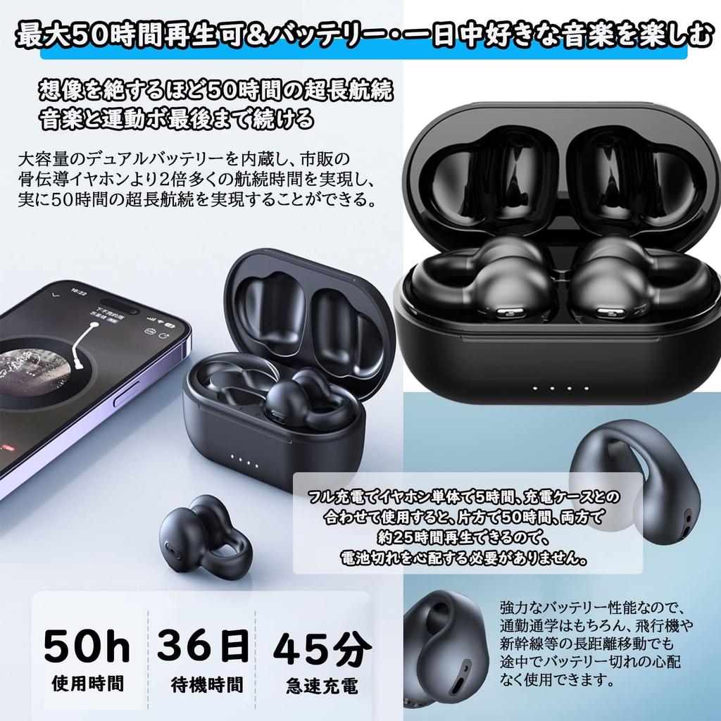 Air Conduction Bluetooth Wireless Ear Cuff Earbuds with Open LED No Ear Automatic Instant Single or Separate Left and ENC Noise PX7 Perfect Gift for