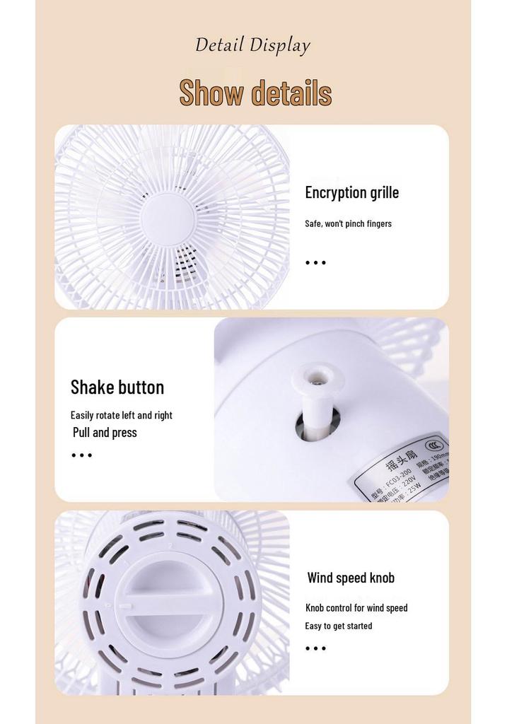 Silent Five-Blade Oscillating Desktop Fan for Home or Office