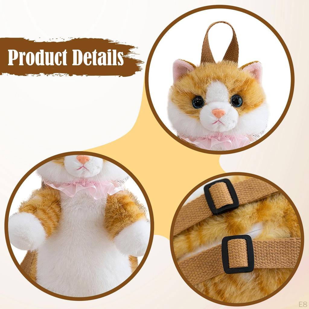 Cat Backpack, Functional Stuffed Animal Bag, Realistic Doll And Secure Storage for Women, Suitable