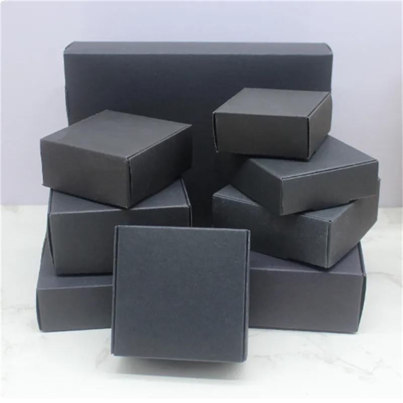 10 pz confezione regalo fatta a mano di varie dimensioni, carta kraft bianca, scatola nera, confezione natalizia, scatola da imballaggio