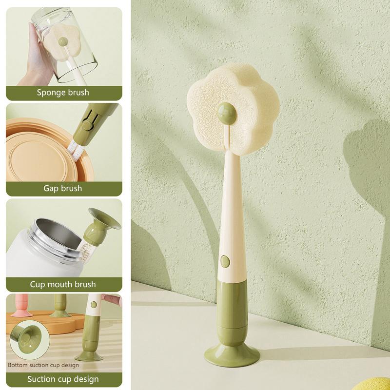 Baby Bottle Cleaning Brush 3-in-1 Long Handle Cup Wash Brush Detachable Travel Coffee Mug Scrubber Portable Cleaning Brush