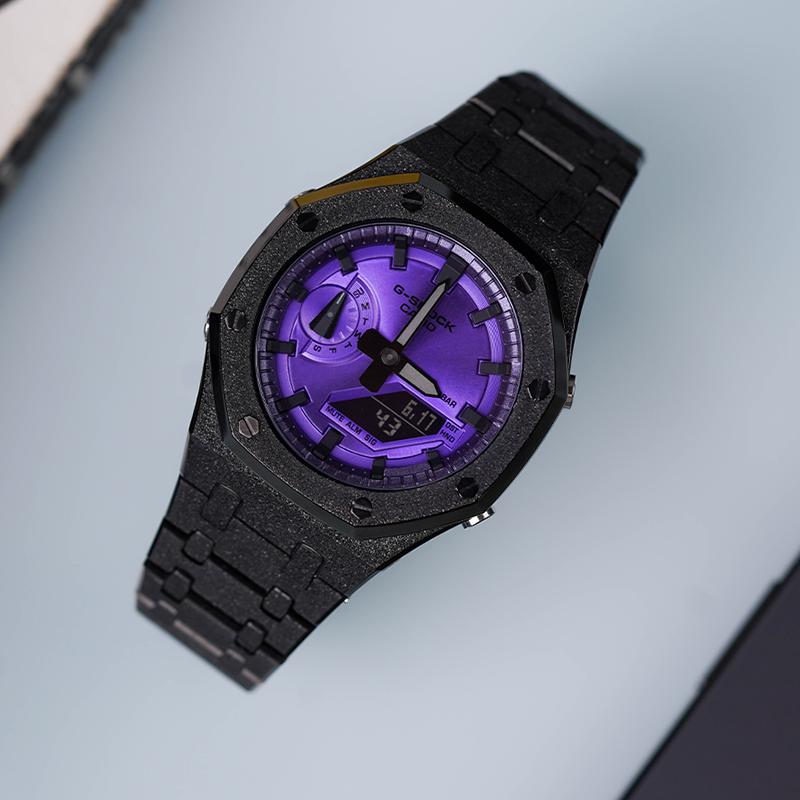 Casio Unisex LCD, Analog Dubbeldisplay Serie 48,5 mm Ljuslila Klocka GA-2100-1A1(Klocka8--)