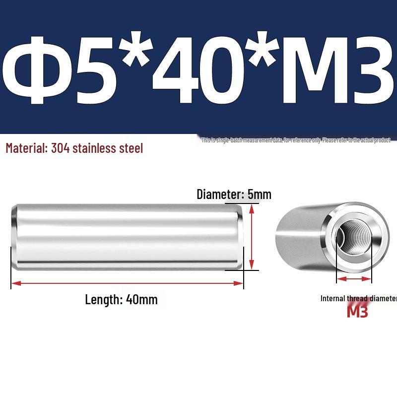 Pin Cilindric din Oțel Inoxidabil 304 cu Filet Interior M4/M6/M8 și Orificiu - Coloană de Suport și Ghidare